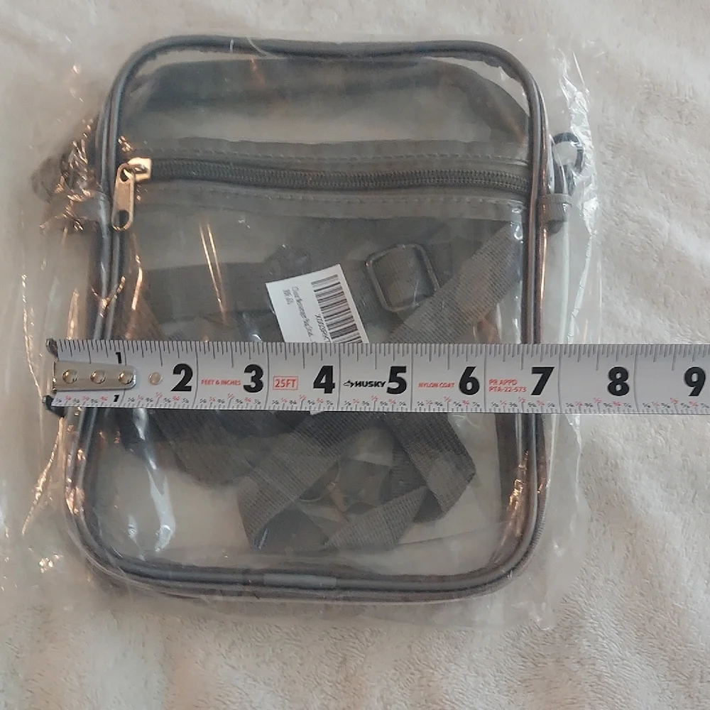 NWT Clear Stadium Crossbody Bag with Gray Strap - Game Day Approved